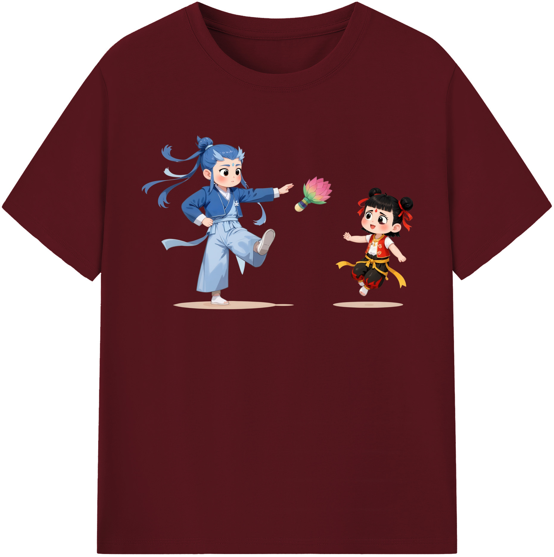 （画像用） Ne Zha 2 ナタ 魔童の大暴れ 綿100％半袖Tシャツ（フロントプリント）
